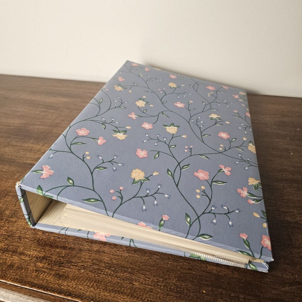 Vintage Holson Floral Photo Album Binder Blue Pink Green Cottagecore 3 Ring